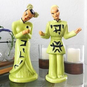 Vintage California Pottery Yona Lippen Asian Figurines 40s 50s Midcentury MCM